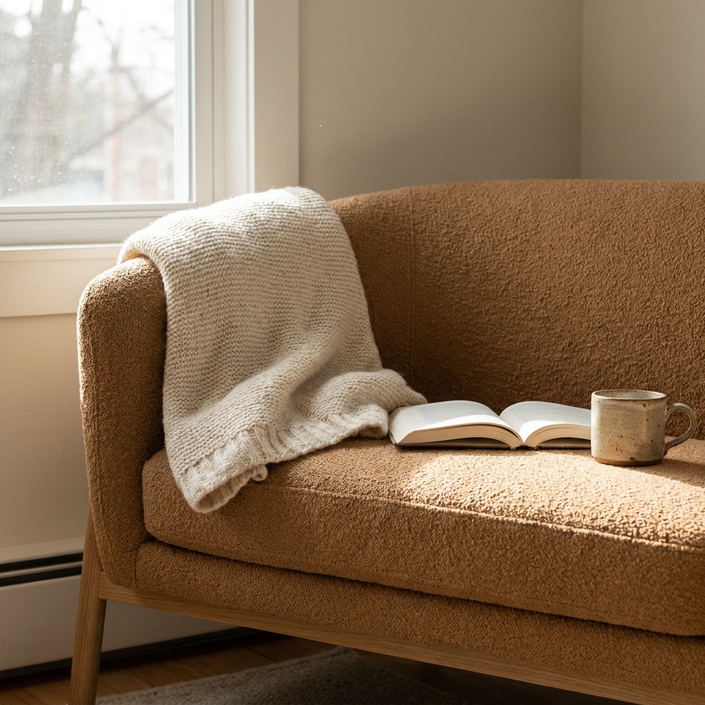 Cozy Reading Nook with Blanket