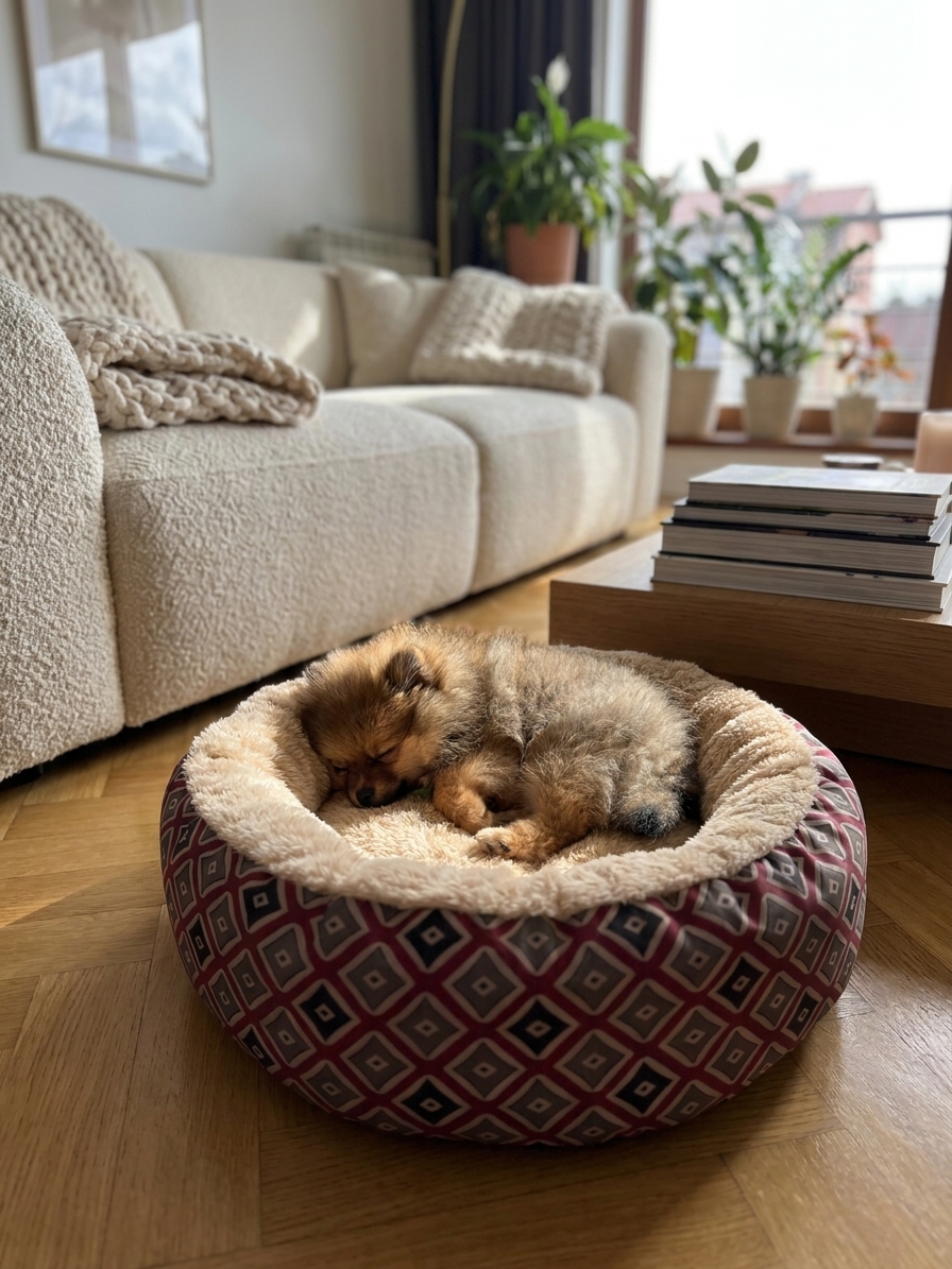 Sleeping Puppy in Cozy Living Room