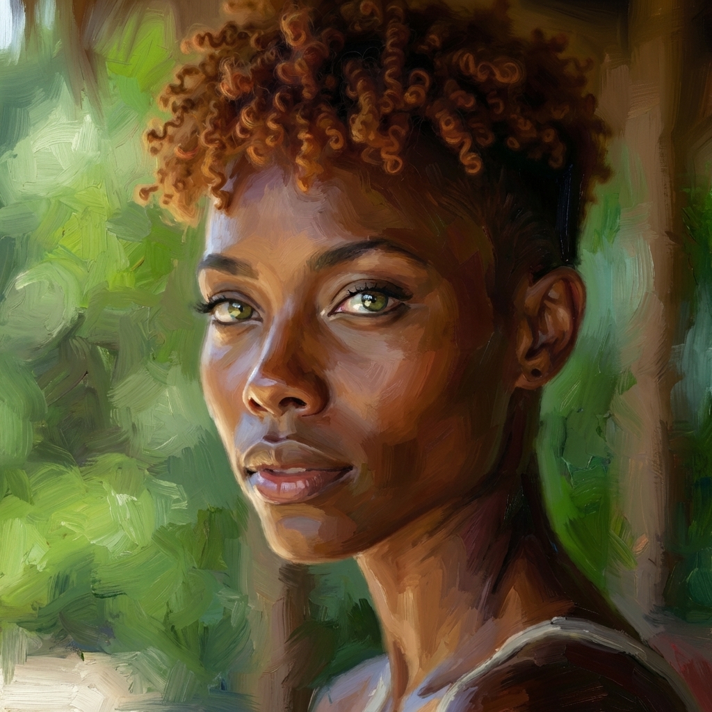 Curly-Haired Woman in Nature