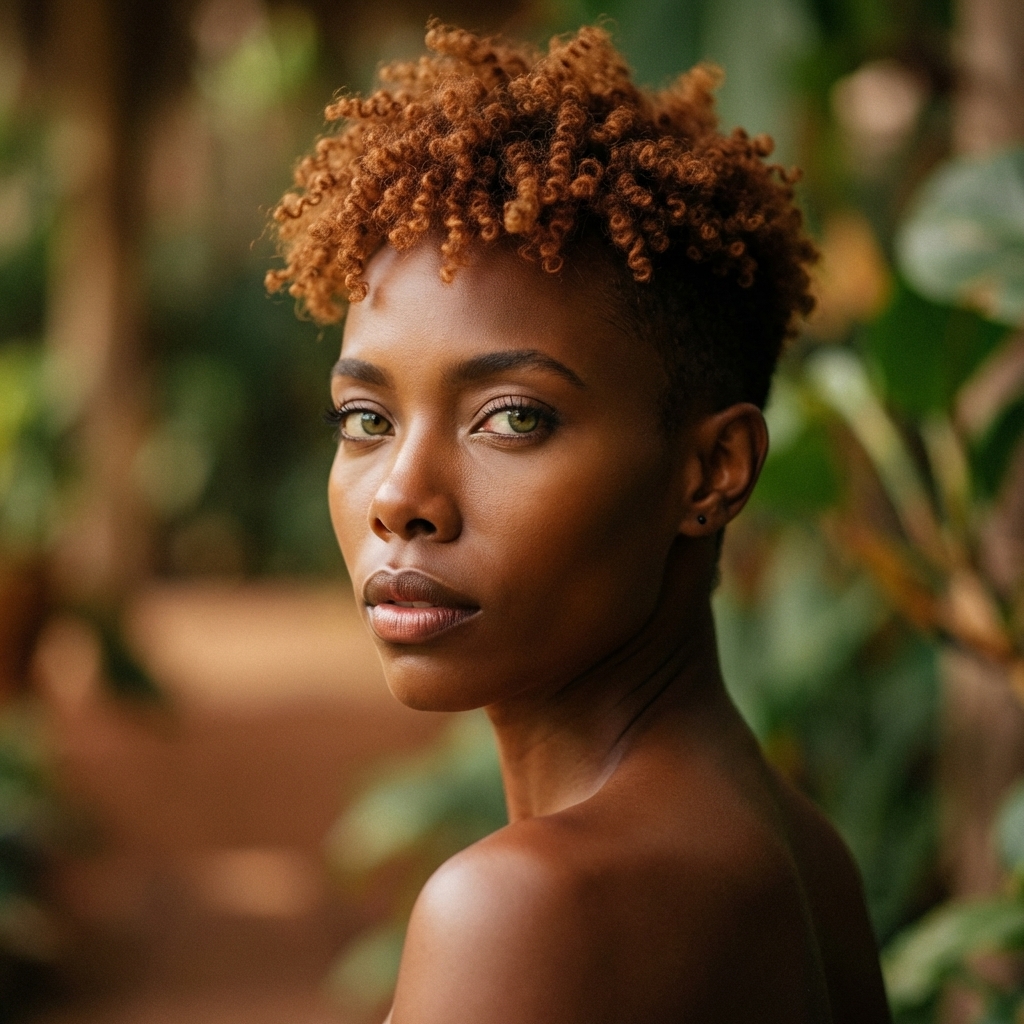 Contemplative Woman with Curly Hair