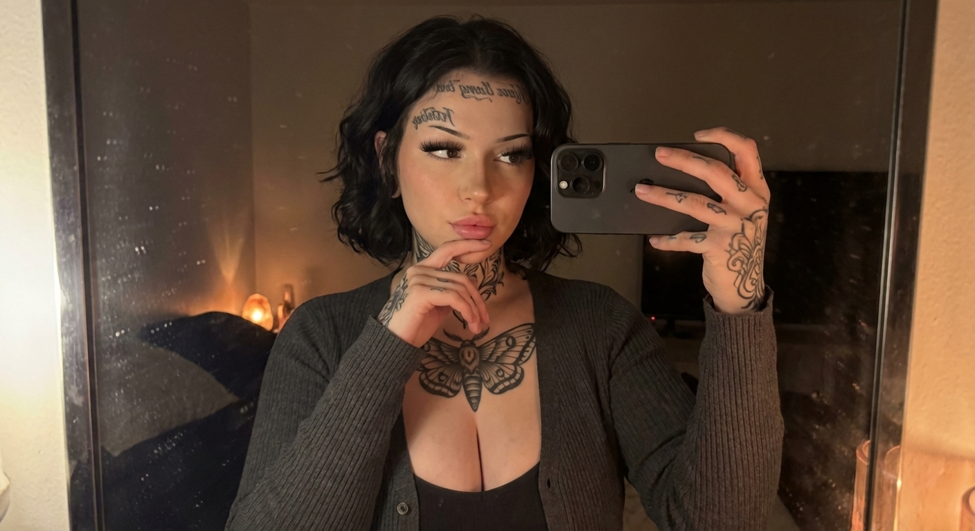 Tattooed Woman Mirror Selfie