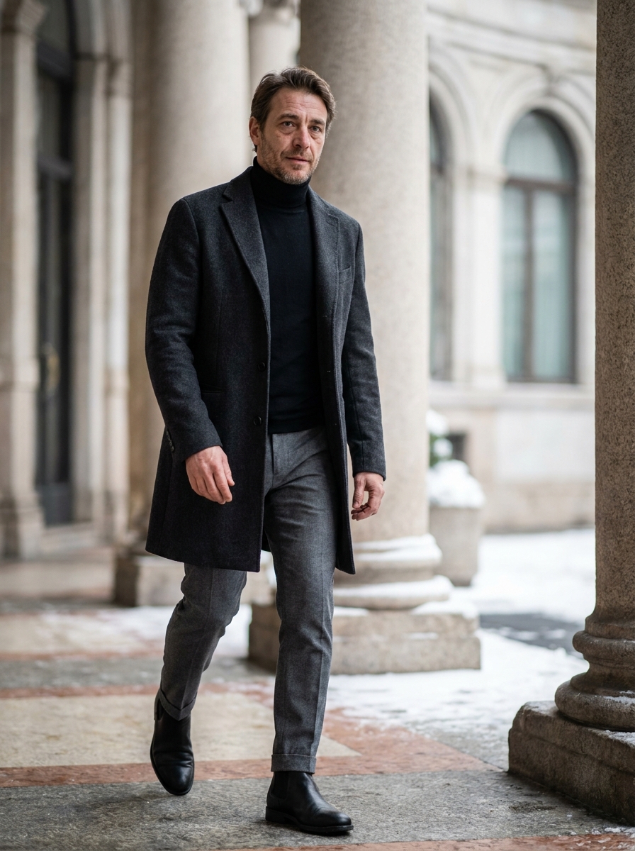 Winter in Milano On-Model AI Product Photo