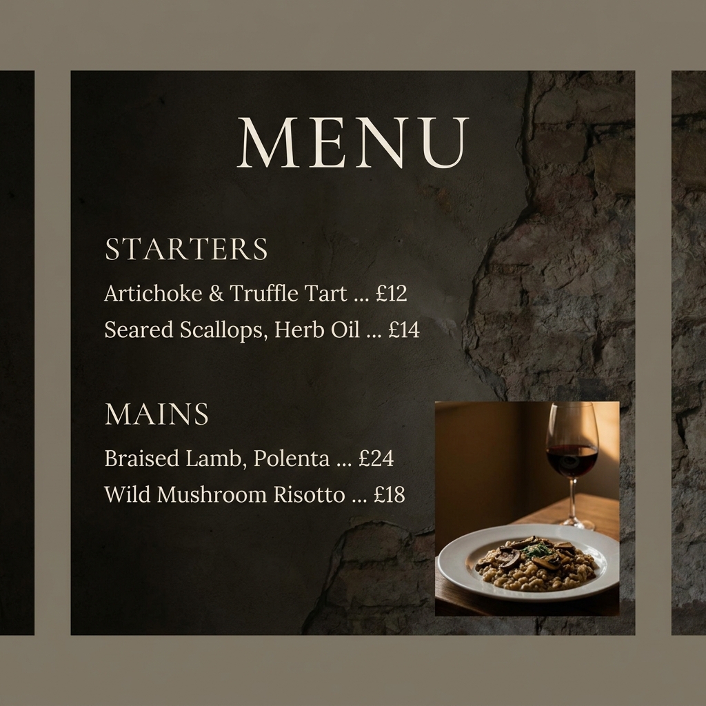 Restaurant Menu Board AI Food Photo