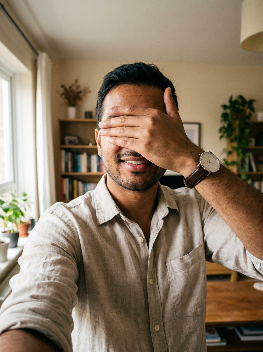 Hand Over Face Faceless Selfie AI Photoshoot