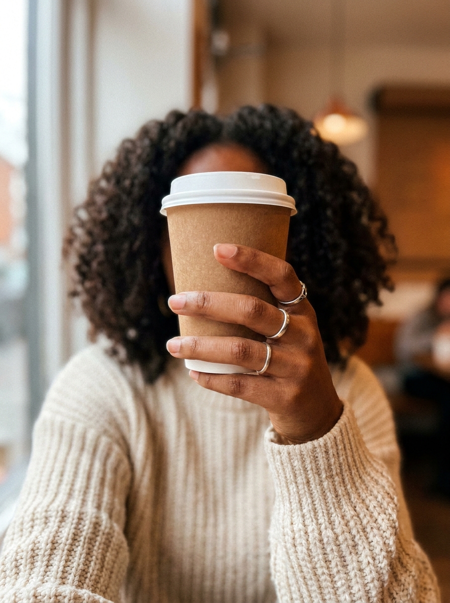 Coffee Cup Cover Faceless Selfie AI Photoshoot