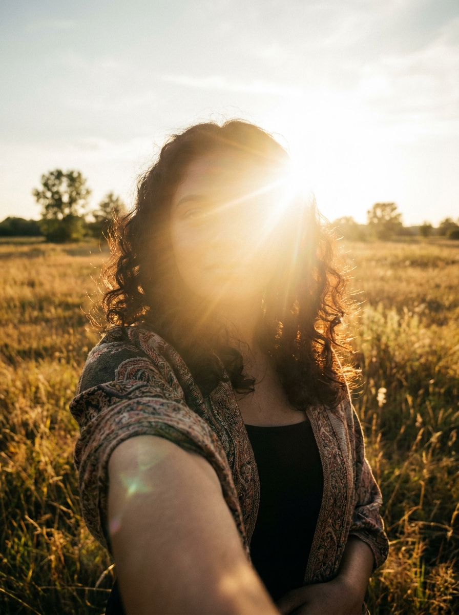 Sun Flare Faceless Selfie AI Photoshoot
