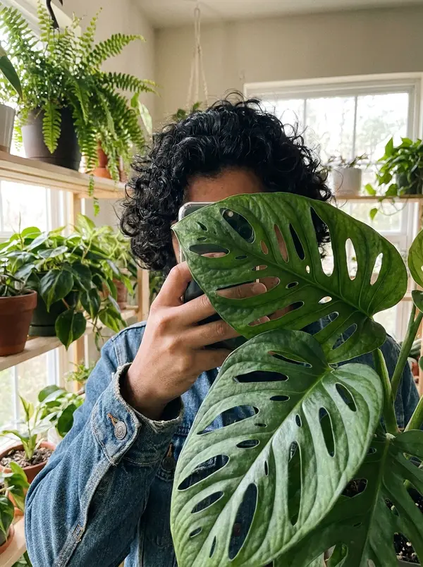 Behind the Leaves Faceless Selfie AI Photoshoot