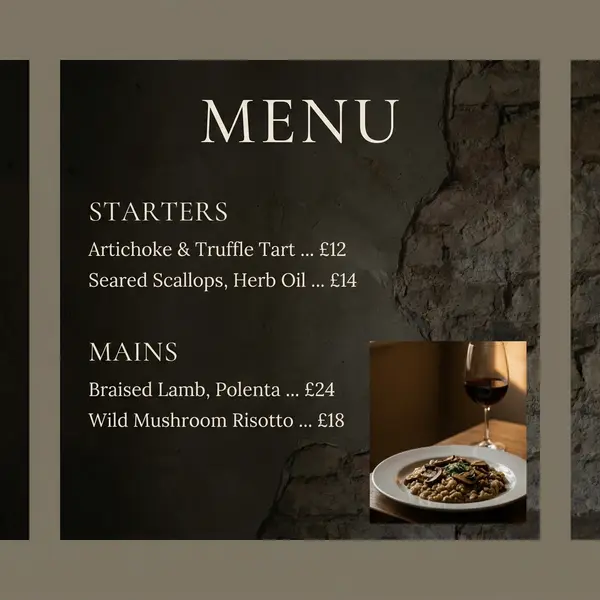 Restaurant Menu Board AI Food Photo