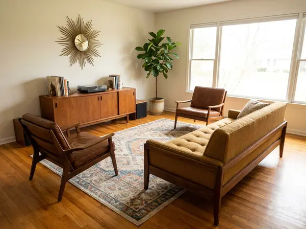 Mid-Century Virtual Staging AI Property Photo